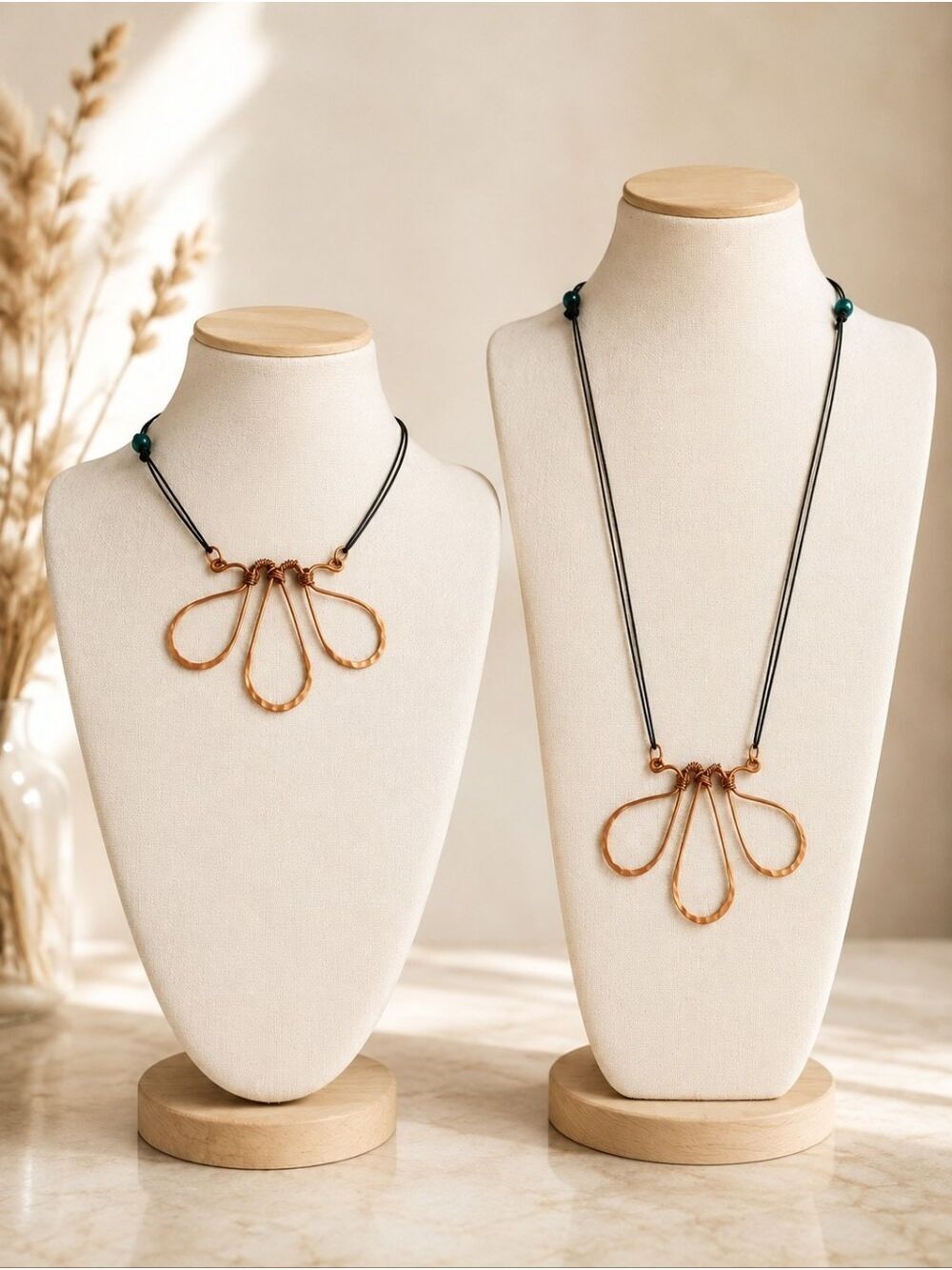 ARTISAN HAMMERED COPPER STATEMENT NECKLACE BOHO ADJUSTABLE